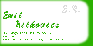 emil milkovics business card